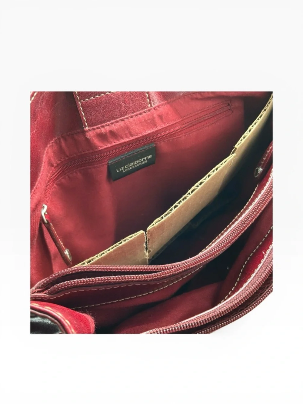 Liz Claiborne Deep Red Faux Leather Satchel NWOT